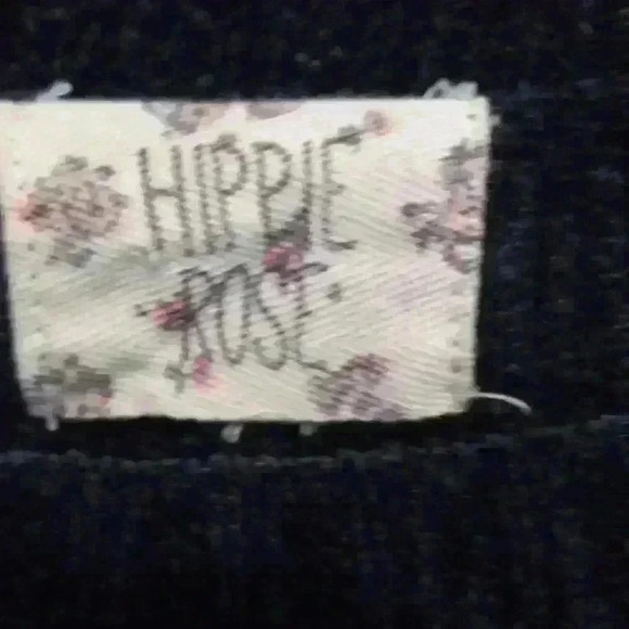 Hippie Rose L velour black rayon sweater criss cross accent normcore grunge - Picture 5 of 12